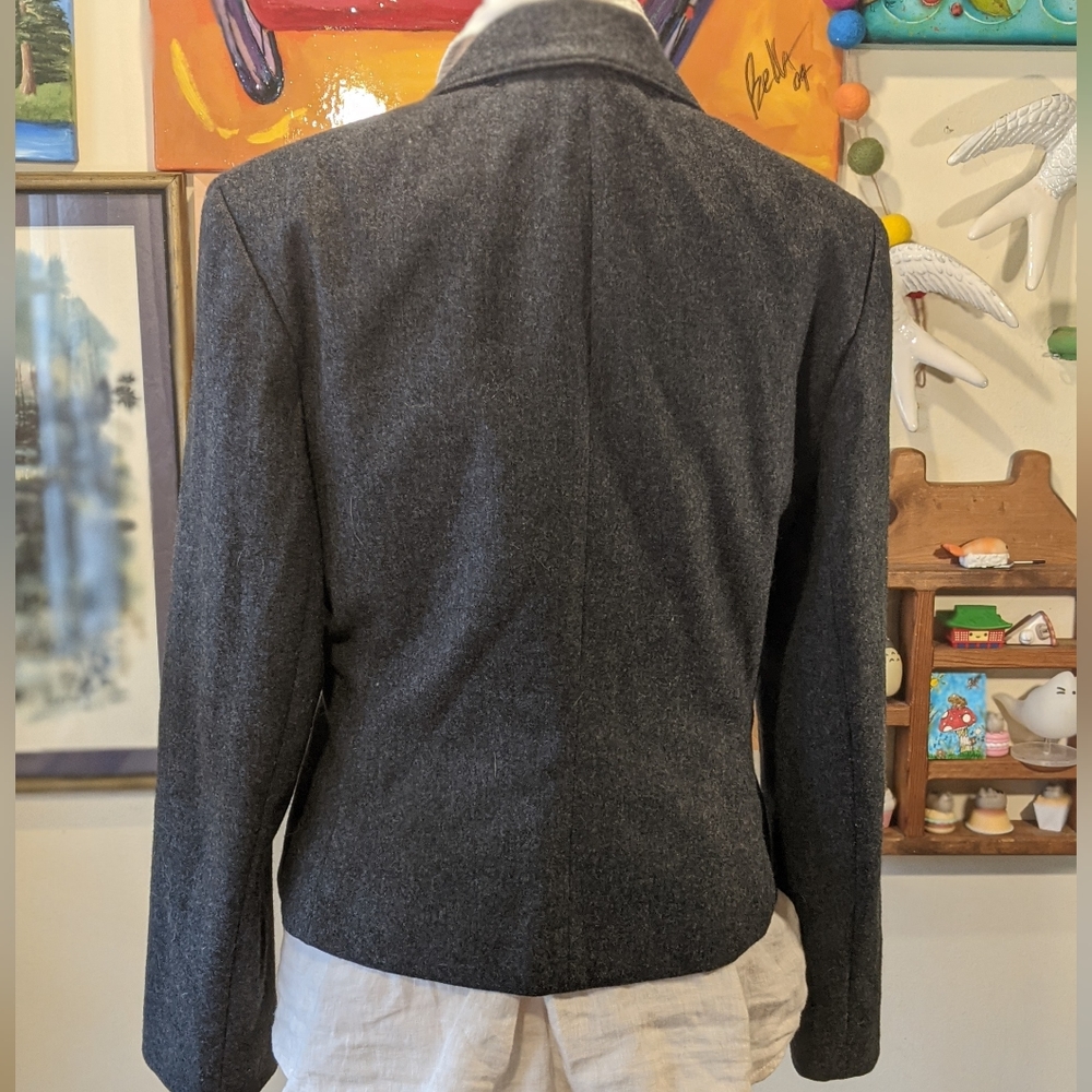 Miss Pendleton Dark Gray Wool Cropped Blazer Sz 10 - image 6